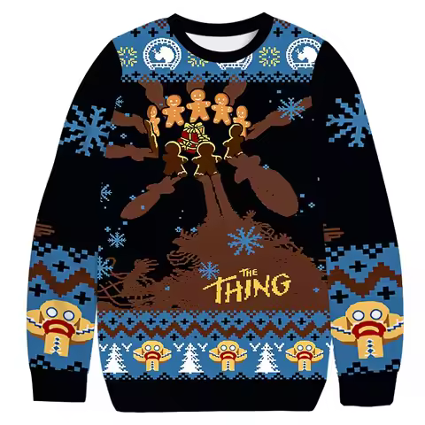 Vintage Gingerbread Cat Christmas Ugly Sweatshirt Fashion Men's Texture Fabric Autumn Pullover Casua