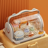 AT/ Baby Bottle Storage Box with Lid Dustproof Cup Draining Storage Rack Baby Bowl and Chopsticks Storage Box Plastic St