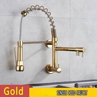 Vòi Bếp Màu Đen Hình Quả Cầu Lò Xo Vòi Bếp Gắn Tường Đơn Lạnh Bằng Crôm Vòi Phun Hai Chức Năng