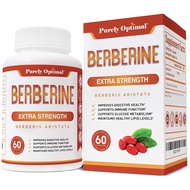 Purely Optimal Premium Berberine Supplement - 1200mg Berberine HCl, Non-GMO (60 Vegan Berberine 1200