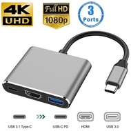 USB Port to HDMI Adapter Type C HUB OTG 3-IN-1 4K HDMI Support for Laptops Tablet
