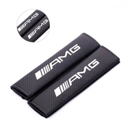 Xuming 2pcs/ Mercedes Benz logo AMG car carbon fiber seat belt shoulder sheath seat belt decorative 