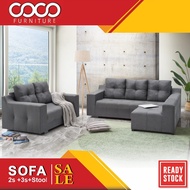COCO _ Sofa Set / 1 Seater + 2 Seater + Stool / 2 + 3 Seater Minimalist Sofa / 2+3Sofa Fabric / 2+3Sofa Mewah / Sofa Murah / Design Exclusive / Ready Stock