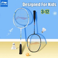 Li ning Thunder KIDS Series Badminton Rackets Original 6U / 7U G6 Ultra-light Single Racket Aluminum Carbon Fiber For beginner Children Teenager Black And White