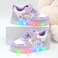 Light-up Baby Girl White Shoes Cartoon KT Cat Single Shoes Sneakers Sports Girl Children 1-3 Years O