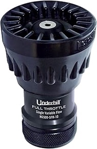 Underhill Garden Water Hose Nozzle, Sprayer, 39-100 GPM 80 PSI, 1-Inch FHT, Jet, Soak, Fan, Attachme