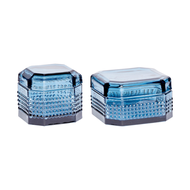 【Hübsch】藍色水晶玻璃儲物罐-2件組 收納罐