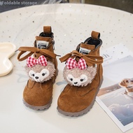 HOBIBEAR Giày Boot Martin Ấm Mùa Đông cho Bé Gái với Trang Trí Lông Thú và Đế Mềm