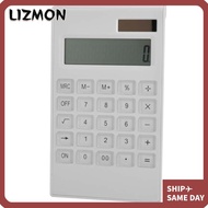 LIZMON Calculator, White 12 Digits Desktop Calculator, Portable LCD Crystal Button Plastic 12 Digits