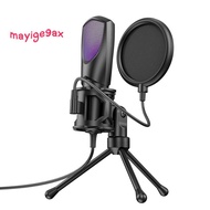 Live Streaming, Karaoke, Gaming, Video Conference Microphone Desktop USB Condenser Microphone RGB Ga