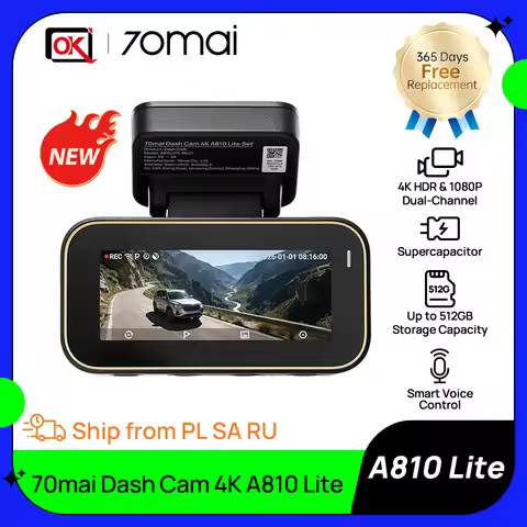 70mai Dash Cam 4K A810 Lite HDR Dual Channel With Supercapacitor Support mart Voice Control and 24/7