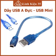 USB A male cable - mini USB 20cm long, green plastic case