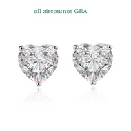 7MM 2ct Heart High Carbon Diamond Stud Earrings for Women Luxury Quality S925 Sterling Silver Bride