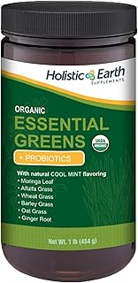 Super Greens Plus Probiotics - Organic Blend - Wheatgrass - Barley - Moringa - Oatgrass - Alfalfa - Superfood Juice and Whole Powders - 1 Pound - 90 Servings