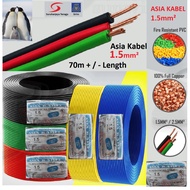 Asia Kabel 1.5mm PVC Insulated Cable 100% Pure Copper Wiring Cable (SELL 1 ROLL PER UNIT)