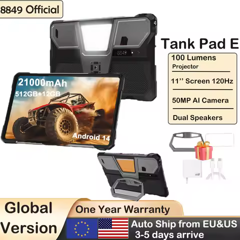 8849 TANK PAD E Unihertz Rugged Projector Tablet Android 21000mAh 512GB 120Hz 24GB Smart Pad 50MP 10