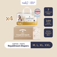 [Carton] Hoppi RoyalDream Baby Diaper Pants M42/L38/XL32/XXL28 (4 Pack) 100% 7 Chemicals-Free*
