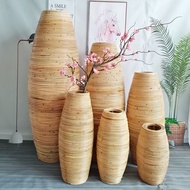 HY/💥Large Vase Floor Ornaments Indonesian Rattan Vase Handmade Woven Vase Ground Dried Flower Arrangement in Living Room