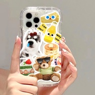 Good case 🔥COD🔥Cute Bear pudding Funny Dog Clear Couples Phone Case Compatible For Samsung Galaxy A55 5G A50 A34 A54 A14 A53 A22 A71 A10S A32 A12 A04 A50s A51 A31 A21S A20S A30s A04E A52s A04s A23 A52 A03 A20 A13 A11 A03s A30 Soft TPU Transparent AirBag