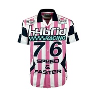 Hybrid Shirt Men  ไฮบริดเสื้อเชิ๊ตผู้ชายแขนสั้น สีชมพู (pink) MSS-471PK เสื้อฮาวาย เสื้อเชิ้ตแขนสั้น