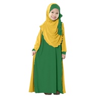 Dress Lycra Aunee Green Yellow A14 (S = 2y - 4y)