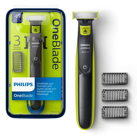 Philips Norelco One Blade QP2520/70, wet/dry with 3 trimmers,，up to 45 minutes of usage time