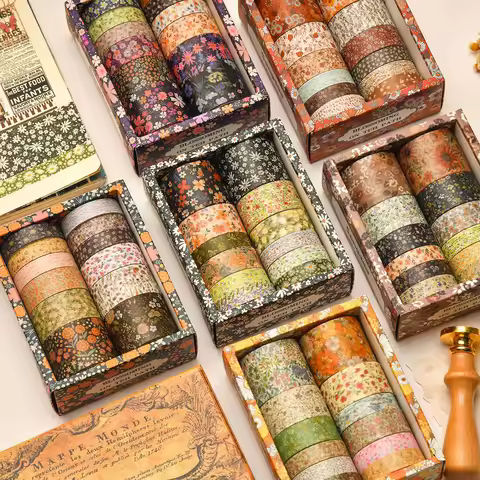 12 Rolls Vintage Floral Washi Tape Set Bullet Journal Diy Art Notebook Scrapbooking Supplies Masking