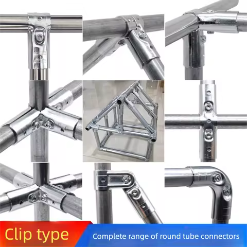 Stainless Steel Pipe Connector 20/25/32mm Iron Pipe Round Cross Buckle for Clothing Cabinet Connecto