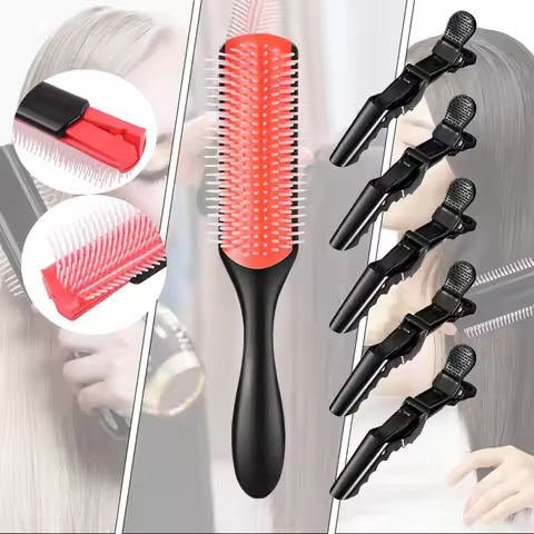 2pc/set Denman brush curly hair 9-Row Detangling Hair Brush Scalp Massager Straight Wet Comb magic d