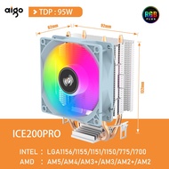 Aigo เครื่องทำความเย็นซีพียูแบบ ICE200PRO 2ท่อทำความเย็นหม้อน้ำ3PIN ระบายความร้อน PWM พัดลมระบายความร้อนที่เงียบสงบสำหรับ Intel 115X 1200 1700 AM4 AM5 AMD