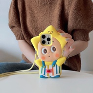 Cute Overalls Star Lanyard iPhone1716 Suitable for 14/15pro max Phone Case Cover 13