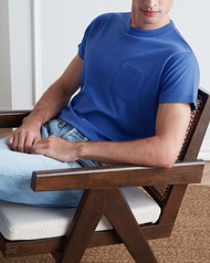 WARDROBE MINISTRY - เสื้อยืดคอกลม The Perfect Pocket Tee in Coral Blue