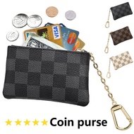 ผู้หญิงกระเป๋าใส่เหรียญCheckeredซิปกระเป๋าใส่เหรียญกระเป๋าใส่เหรียญกระเป๋าสตางค์พร้อมพวงกุญแจ
