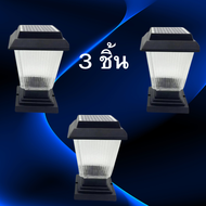 โคมไฟหัวเสาโซล่าเซลล์ 200W แสงขาว/แสงวอร์ม 2แสงในตัวเดียว โคมไฟหัวเสา 2in1 ใส่หลอด E27 ได้  พร้อมส่ง