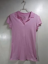FIVE UP 粉色 素色 簡約 女 短袖 上衣 POLO衫（全新）