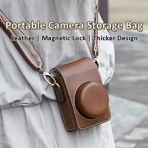 Buffalo Leather Camera Case Bag Cover for Canon SX730 G7X Mark II Sony ZV-1II ZV1F ZV1 Lumix LX10 LX