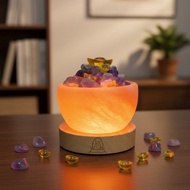 鹽燈水晶聚寶盆 USB 迷你鹽燈 療癒小物 辦公室 開運 禮物