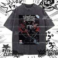 24h Shipping N9THNOVA Distressed Venom Comic Print Washed T-shirt Unisex Y2K Streetwear Top 8
