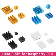 VN Raspberry Pi 4 Heat Sink Aluminum Metal Heatsink Silver Golden Blue Black Cooling Pad CPU RAM Coo