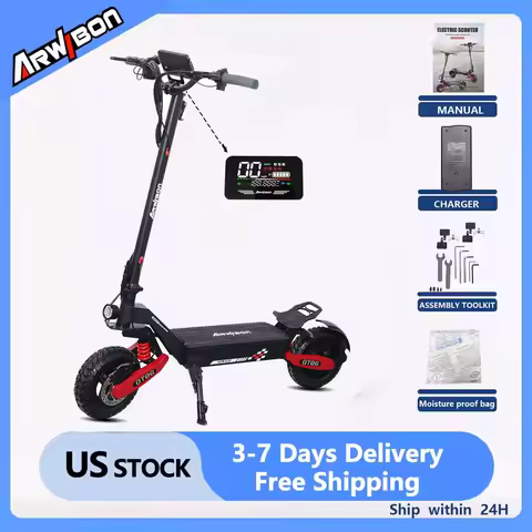 Arwibon GT06 1200W Foldable E-Scooter for Adults -Max Speed 25MPH, 48V 13AH/23.4AH, 11"Off-Road Tire