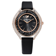 (Real Photo)Original Swarovski Crystalline Aura Black Leather  Watch Jam Tangan Wanita