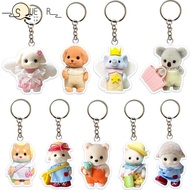 SUEREN Sylvanian Families Doll Keychain, Acrylic Cute Poodle Doll Keyrings, Cartoon Mini Forest Fami