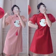 Fashion Design Dress Big Size 50-95kg 5D Embroidered Silk Cross Welded Design Welcome CNY, Party
