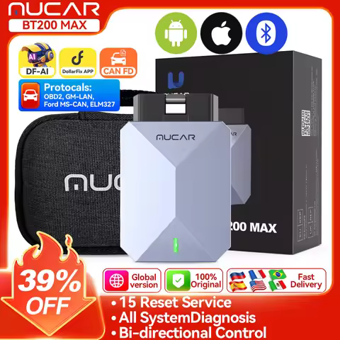 MUCAR BT200 MAX Lifetime Free AI Car Diagnostic Tool CANFD All System Diagnosis scanner 15 Reset Bi-