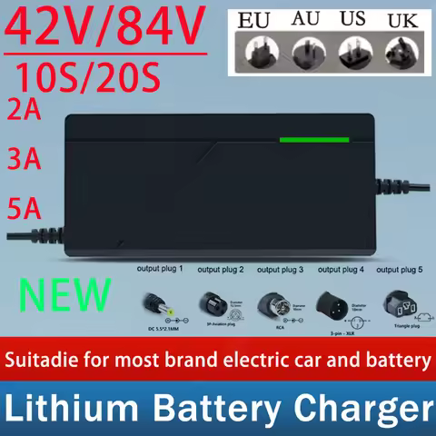 36V 72V 2A 3A 5A Lithium-Ion Charger 42V 10S 84V 20S 21700 18650 Battery Charging 5A Fast Intelligen