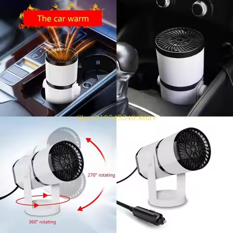 U2JA Car Heater 12V 150W Car Dashboard Fans with Heating Cooling Function Windshield Defroster Plug 