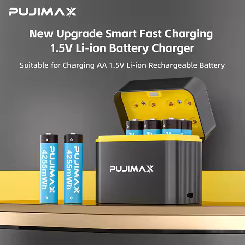 PUJIMAX AA 1.5V Rechargeable 8-Slots Battery Smart Charger For 4255mWh Lithium Batteries Intelligent