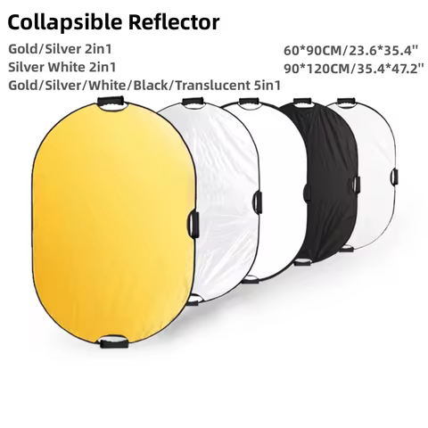 RF04 24" Reflector 5in1 60X90CM 90X120CM Silver White Gold Portable Collapsible Soft Light Round Pho