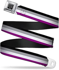 Buckle-Down Seatbelt Belt - Flag Asexual Black/Gray/White/Purple - 1.0'' Wide - 20-36 Inches in Leng