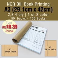 A3 (29.1cm x 42cm) NCR Bill Book Custom Printing Receipt Invoice Payment Voucher Order Chit CUSTOM M